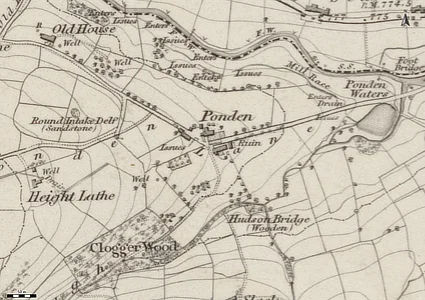 Victorian map of Ponden Hall